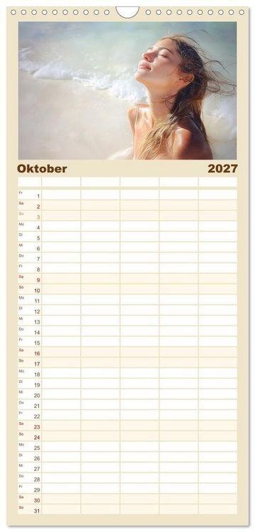 Produktbild: Familienplaner 2027 - Entspannen am Strand mit 5 Spalten (Wandkalender, 21 x 45 cm) CALVENDO