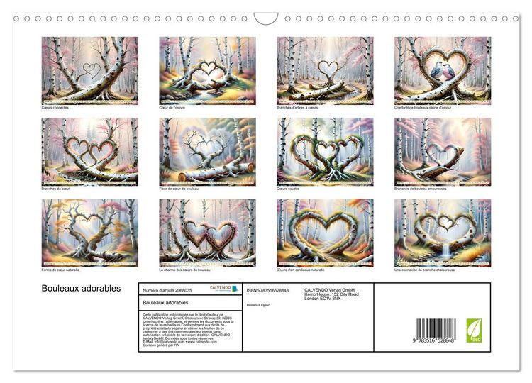 Produktbild: Bouleaux adorables (Calendrier mural 2026 DIN A3 vertical), CALVENDO calendrier mensuel
