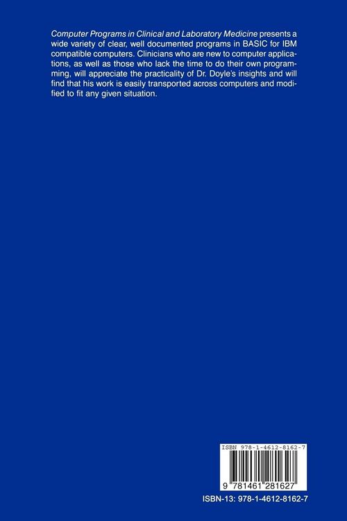 Produktbild: Computer Programs in Clinical and Laboratory Medicine
