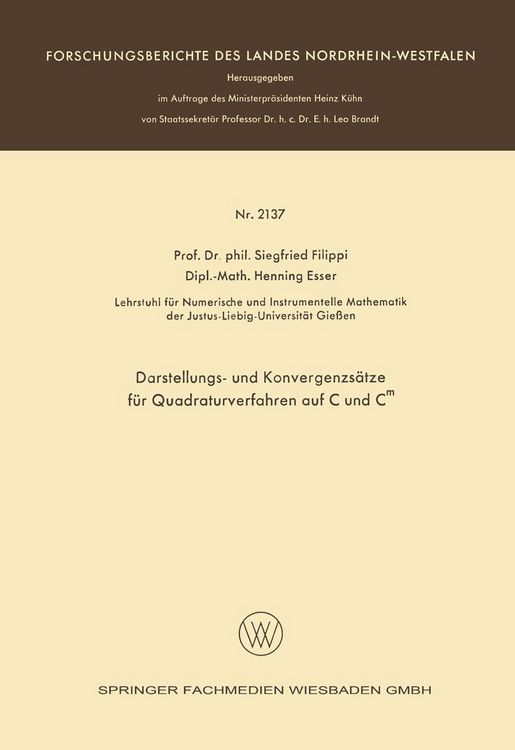 Produktbild: Darstellungs- und Konvergenzs&auml;tze f&uuml;r Quadraturverfahren auf C und Cm