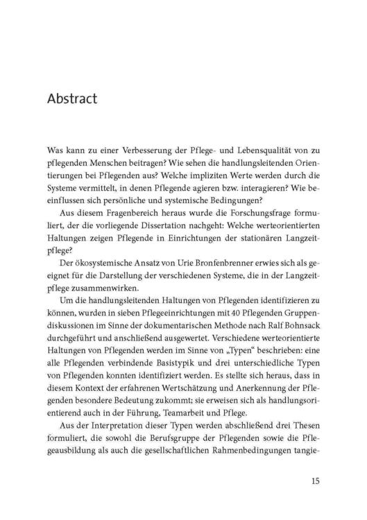 Produktbild: Werteorientierte Haltungen von Pflegenden in der stationären Langzeitpflege