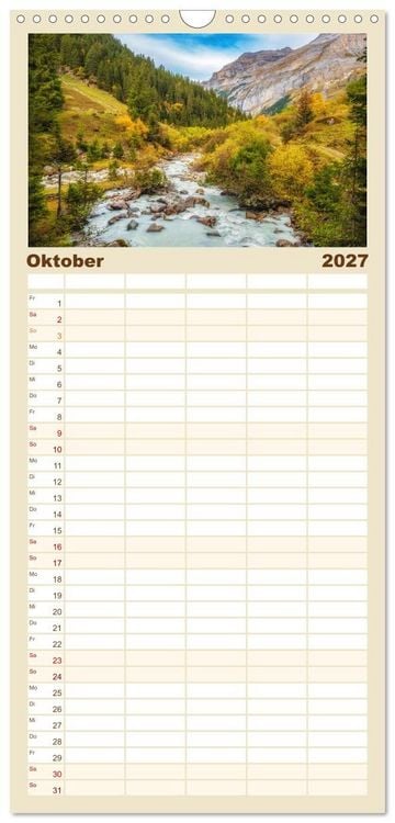 Produktbild: Familienplaner 2027 - Flusswelt Schweiz mit 5 Spalten (Wandkalender, 21 x 45 cm) CALVENDO