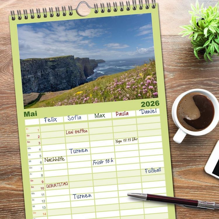 Produktbild: Familienplaner 2026 - Irland - Unterwegs auf dem Wild Altantic Way mit 5 Spalten (Wandkalender, 21 x 45 cm) CALVENDO