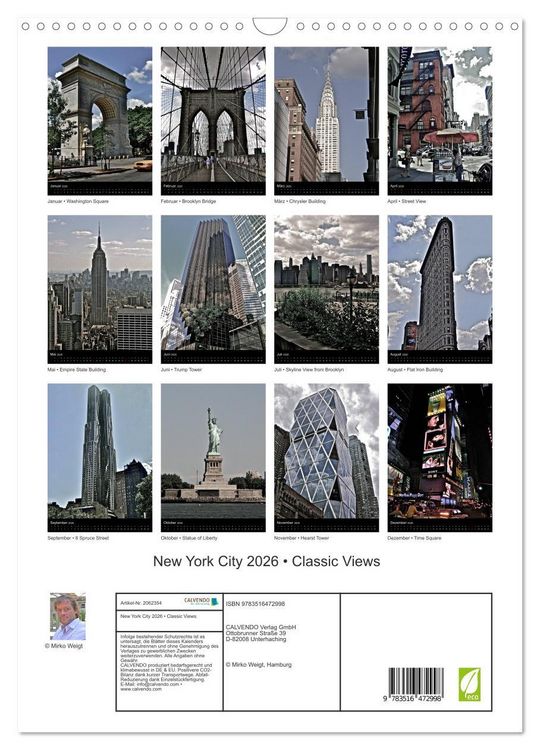 Produktbild: New York City 2026 &bull; Classic Views (Wandkalender 2026 DIN A3 hoch), CALVENDO Monatskalender