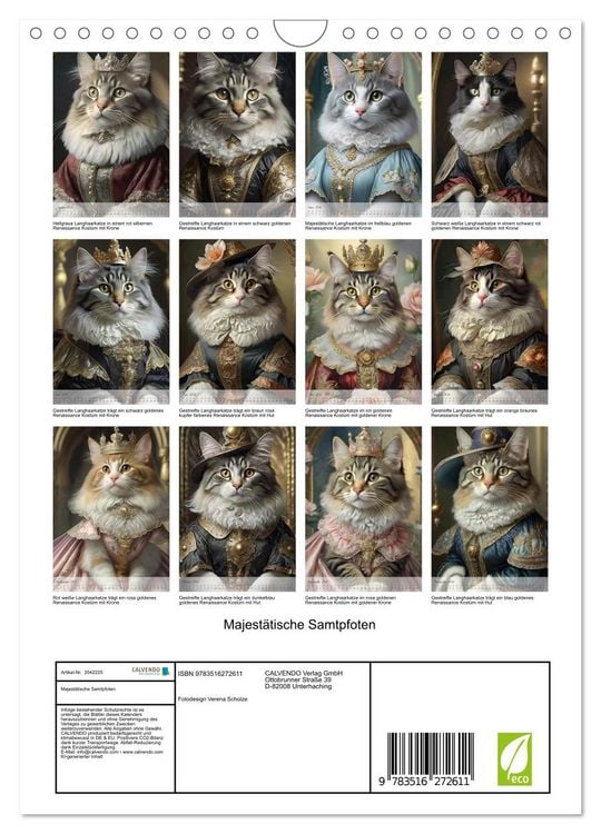 Produktbild: Majest&auml;tische Samtpfoten (Wandkalender 2026 DIN A4 hoch), CALVENDO Monatskalender