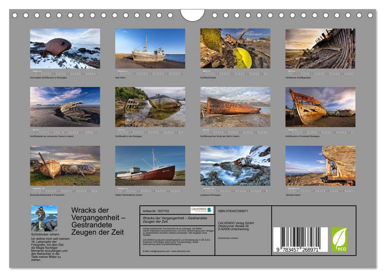 Produktbild: Wracks der Vergangenheit &ndash; Gestrandete Zeugen der Zeit (Wandkalender 2026 DIN A4 quer), CALVENDO Monatskalender