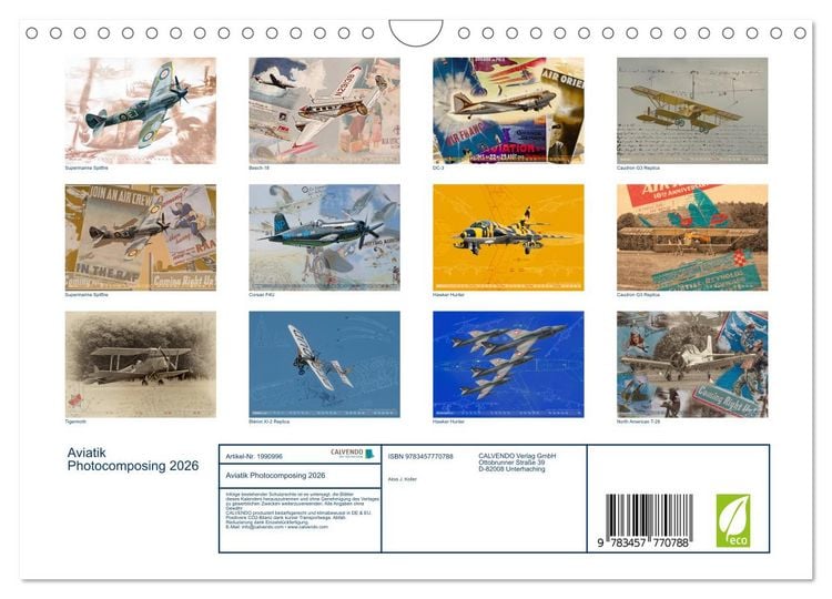 Produktbild: Aviatik Photocomposing 2026 (Wandkalender 2026 DIN A4 quer), CALVENDO Monatskalender
