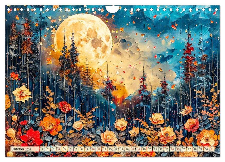 Produktbild: Blumenn&auml;chte im Mondlicht - Poesie des Himmels und der Erde (Wandkalender 2026 DIN A4 quer), CALVENDO Monatskalender