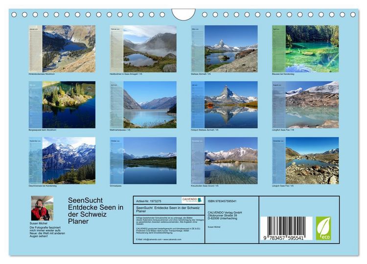 Produktbild: SeenSucht Entdecke Seen in der Schweiz Planer (Wandkalender 2026 DIN A4 quer), CALVENDO Monatskalender