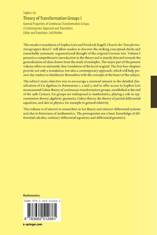 Produktbild: Theory of Transformation Groups I