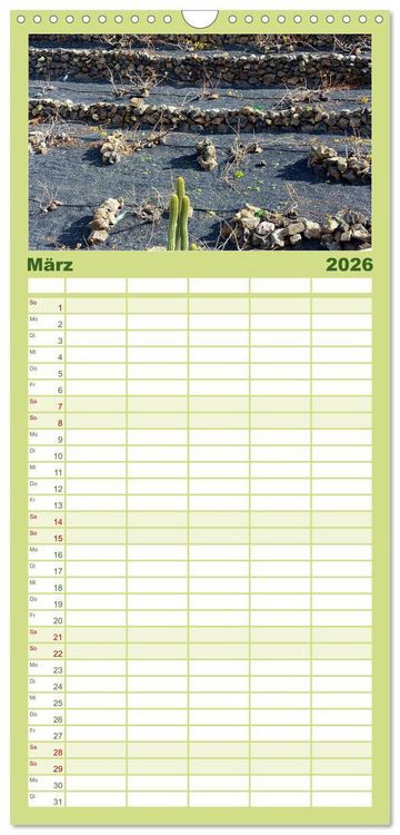 Produktbild: Familienplaner 2026 - Vulkaninsel Lanzarote mit 5 Spalten (Wandkalender, 21 x 45 cm) CALVENDO