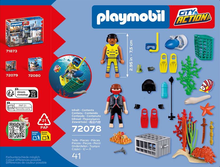 Produktbild: PLAYMOBIL 72078 Polizeitaucher mit Schatz