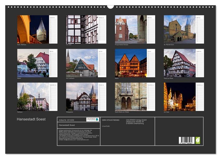 Produktbild: Hansestadt Soest (Wandkalender 2026 DIN A2 quer), CALVENDO Monatskalender