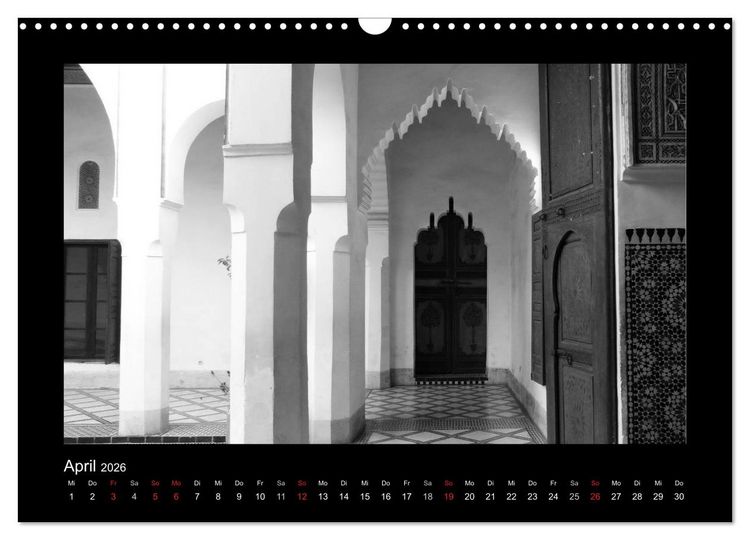 Produktbild: Marokko - Nostalgie in schwarz-weiss (Wandkalender 2026 DIN A3 quer), CALVENDO Monatskalender