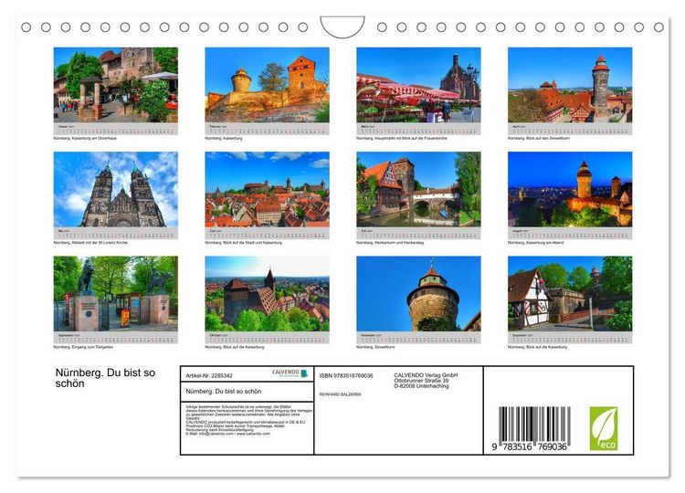 Produktbild: N&uuml;rnberg. Du bist so sch&ouml;n (Wandkalender 2027 DIN A4 quer), CALVENDO Monatskalender