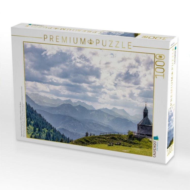 Produktbild: CALVENDO Puzzle Tegernseer Kirche auf dem Wallberg mit Blick auf die Alpen | 1000 Teile Lege-Gr&ouml;&szlig;e 64x48cm Foto-Puzzle f&uuml;r gl&uuml;ckliche Stunden