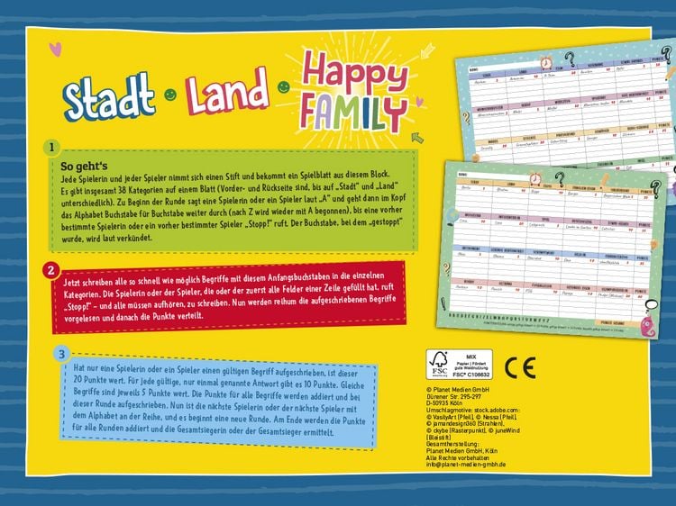 Produktbild: Stadt, Land, Happy Family - Spieleblock