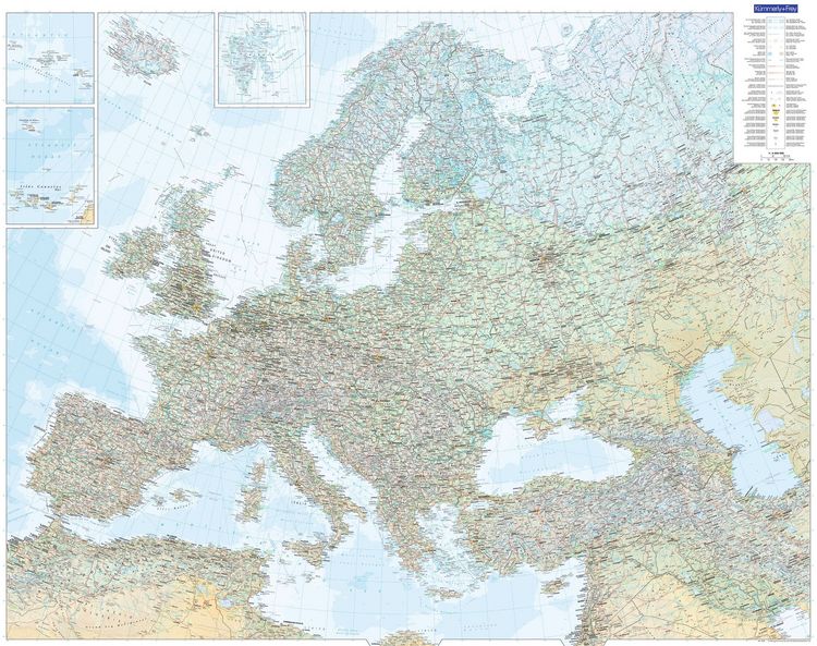 Produktbild: K&uuml;mmerly+Frey Europakarte physikalisch Poster 1:4,5 Mio.