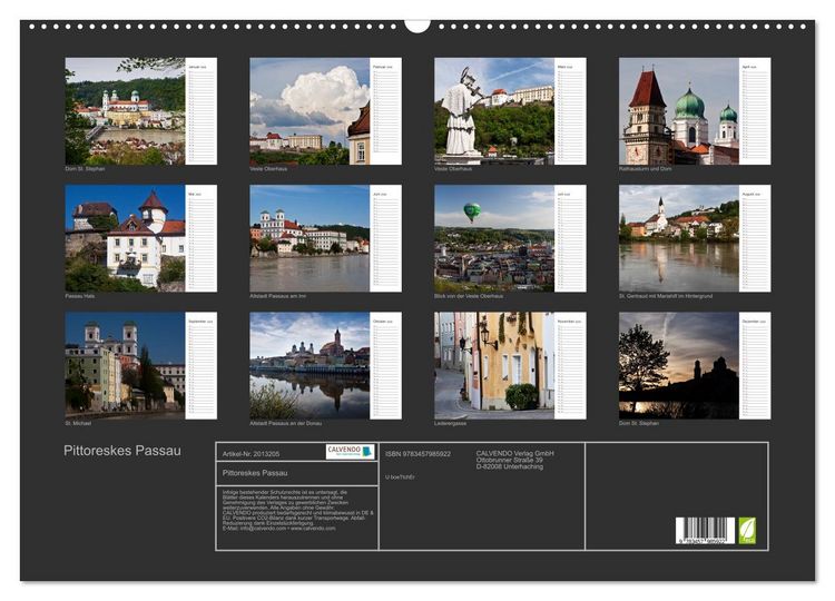 Produktbild: Pittoreskes Passau (Wandkalender 2026 DIN A2 quer), CALVENDO Monatskalender