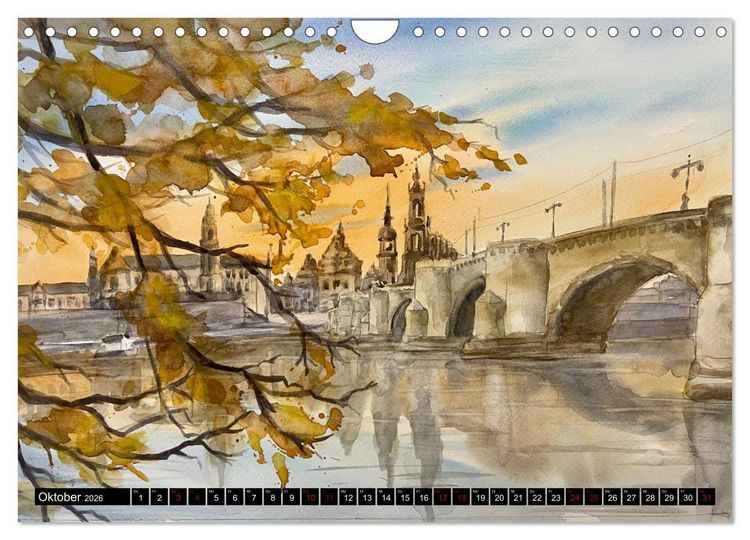 Produktbild: Dresden und das Elbtal - Ein Aquarellkalender von Claudia Pinkau (Wandkalender 2026 DIN A4 quer), CALVENDO Monatskalender