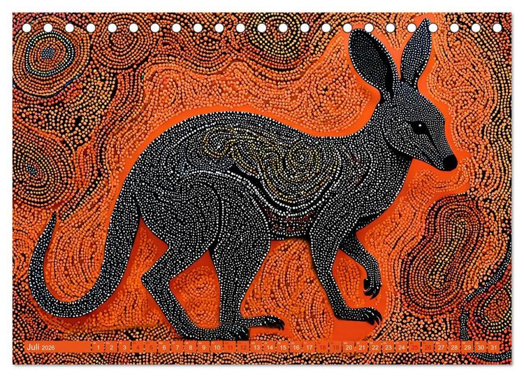 Produktbild: Traumzeit - KI-generierte Aborigine-Kunst aus dem Herzen Australiens (Tischkalender 2026 DIN A5 quer), CALVENDO Monatskalender