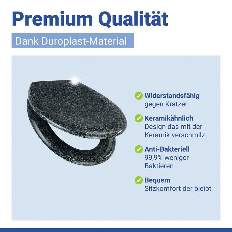 Produktbild: WC Sitz Mod. Ottana Granit, Toilettendeckel mit Absenkautomatik