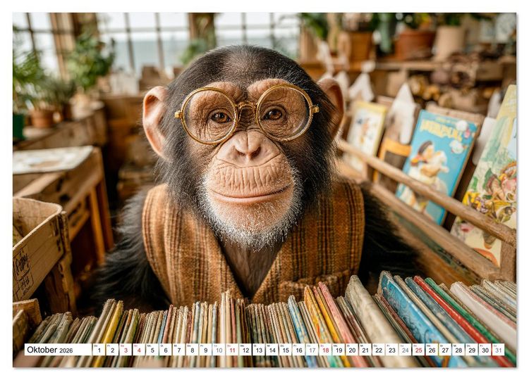 Produktbild: Affentheater - Kinderkalender mit lustigen Affen in verschiedenen Berufen (Wandkalender 2026 DIN A4 quer), CALVENDO Monatskalender