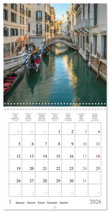 Produktbild: Lieux romantiques &agrave; Venise (Calendrier mural carr&eacute; 2026 30x30 cm) Calendrier double avec une page pour vos prises de notes