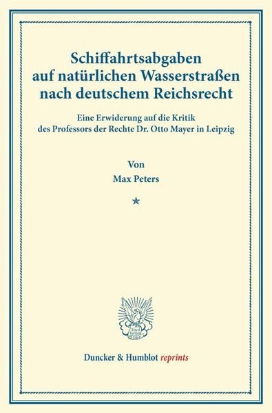 Produktbild: Schiffahrtsabgaben auf nat&uuml;rlichen Wasserstra&szlig;en nach deutschem Reichsrecht.