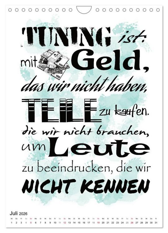 Produktbild: Biker-Spr&uuml;che (Wandkalender 2026 DIN A4 hoch), CALVENDO Monatskalender