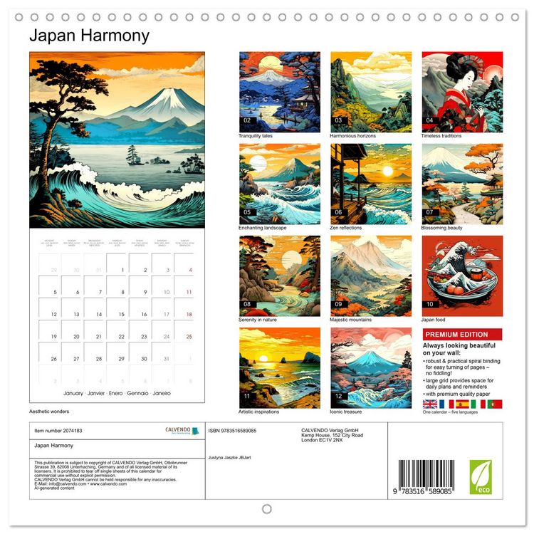 Produktbild: Japan Harmony (Wall Calendar 2026 12 &times; 12 Inch) CALVENDO 12 Month Wall Calendar