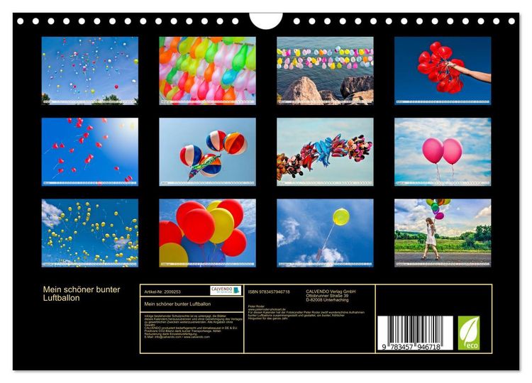 Produktbild: Mein sch&ouml;ner bunter Luftballon (Wandkalender 2026 DIN A4 quer), CALVENDO Monatskalender