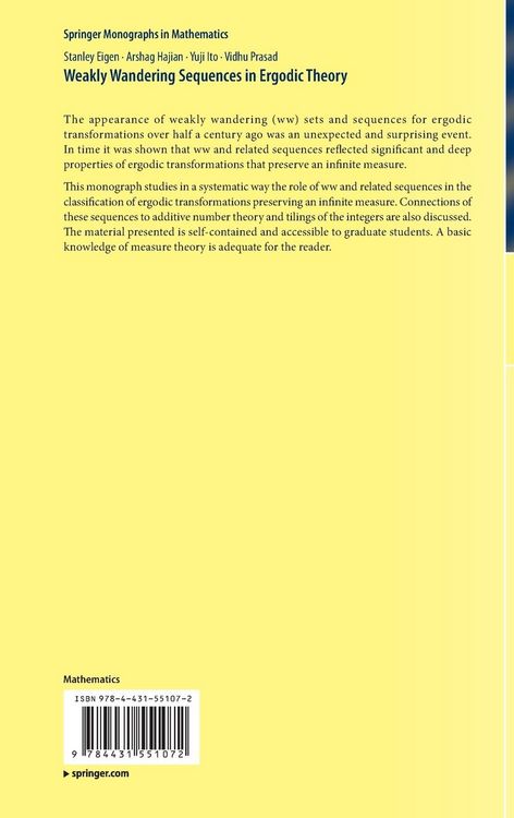 Produktbild: Weakly Wandering Sequences in Ergodic Theory