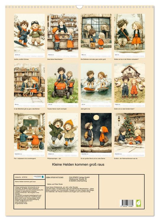 Produktbild: Kleine Helden kommen gro&szlig; raus (Wandkalender 2026 DIN A2 hoch), CALVENDO Monatskalender