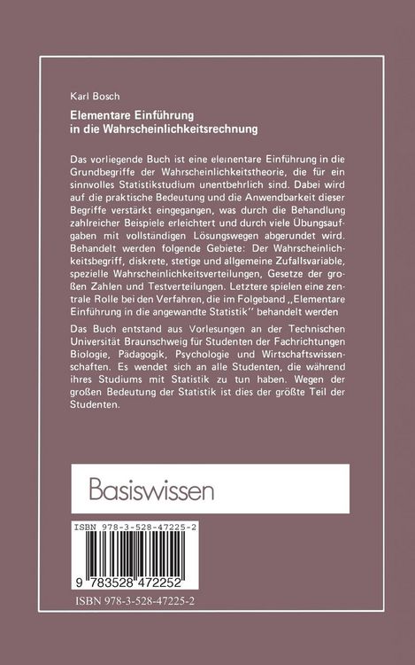 Produktbild: Elementare Einf&uuml;hrung in die Wahrscheinlichkeitsrechnung