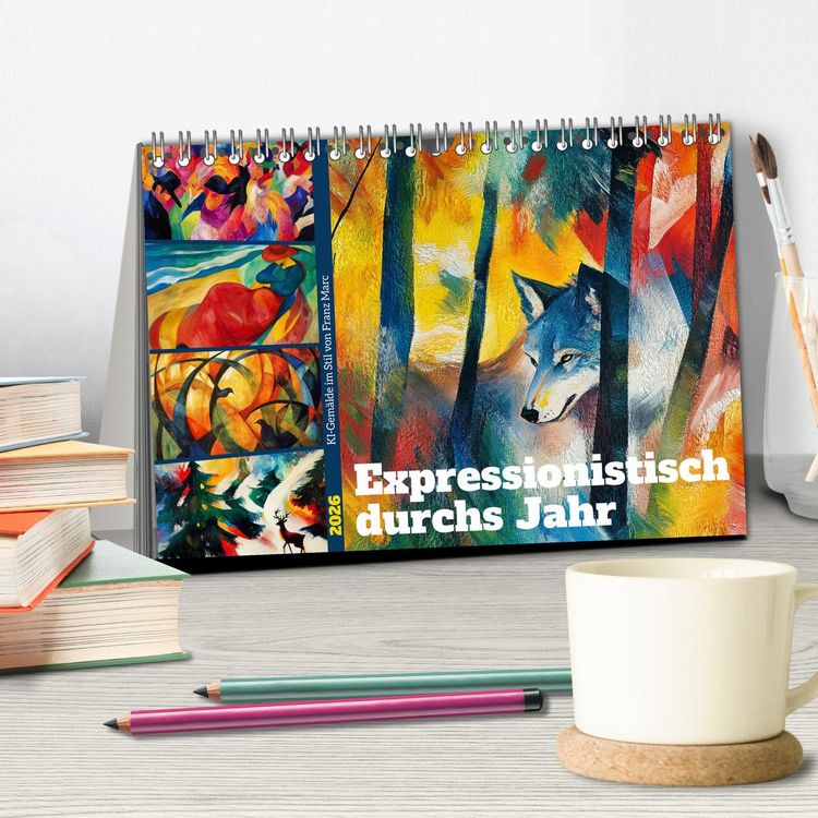 Produktbild: Expressionistisch durchs Jahr (Tischkalender 2026 DIN A5 quer), CALVENDO Monatskalender