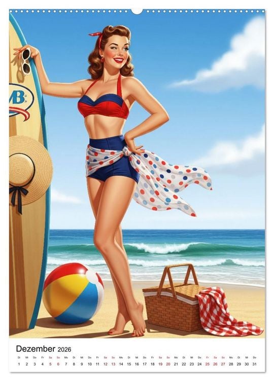 Produktbild: Charme & Kurven: Die Pin-ups der Golden 50s (Wandkalender 2026 DIN A2 hoch), CALVENDO Monatskalender