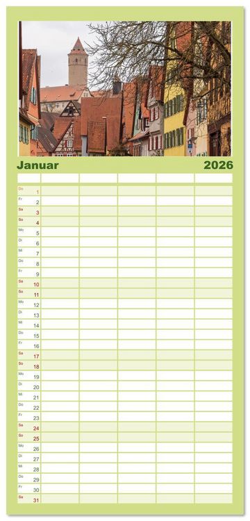 Produktbild: Familienplaner 2026 - Franken - Malerische Orte und Landschaften mit 5 Spalten (Wandkalender, 21 x 45 cm) CALVENDO