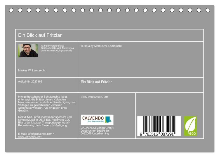 Produktbild: Ein Blick auf Fritzlar (Tischkalender 2026 DIN A5 quer), CALVENDO Monatskalender