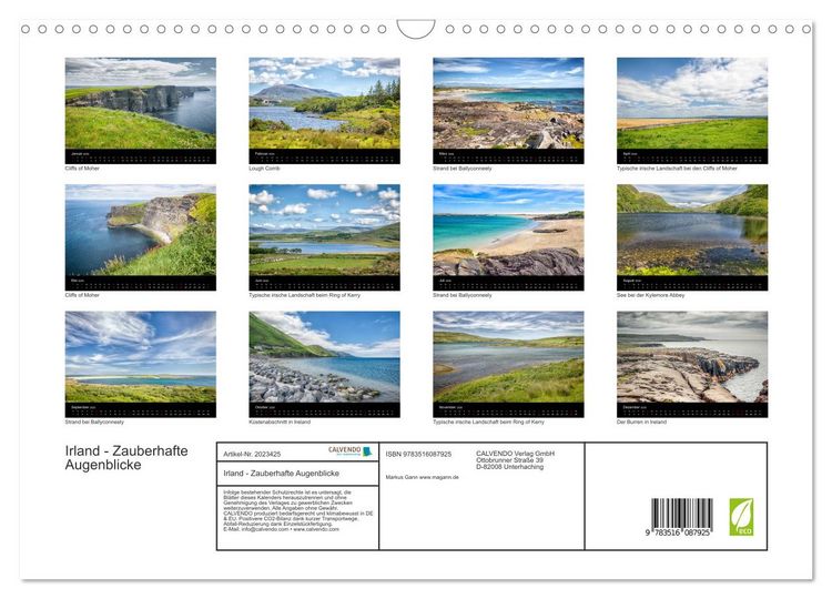Produktbild: Irland - Zauberhafte Augenblicke (Wandkalender 2026 DIN A3 quer), CALVENDO Monatskalender