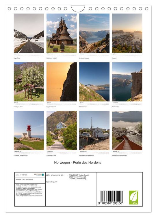 Produktbild: Norwegen - Perle des Nordens (Wandkalender 2026 DIN A4 hoch), CALVENDO Monatskalender