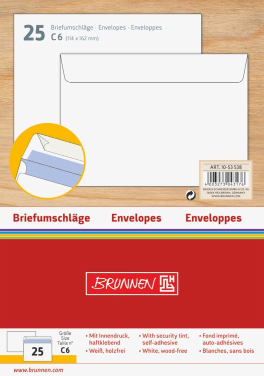Produktbild: Brunnen Briefumschlag C6 HK ws