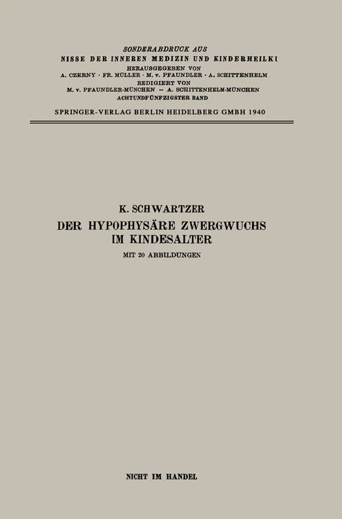 Produktbild: Der Hypophys&auml;re Zwergwuchs im Kindesalter