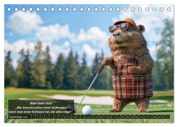 Produktbild: Der tierisch lustige Golfkalender (Tischkalender 2026 DIN A5 quer), CALVENDO Monatskalender