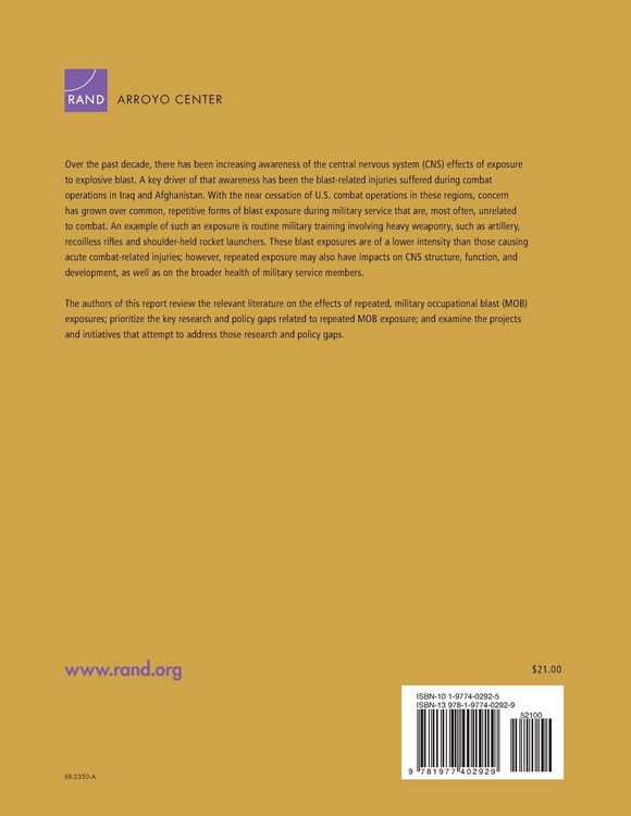 Produktbild: Neurological Effects of Repeated Exposure to Military Occupational Levels of Blast