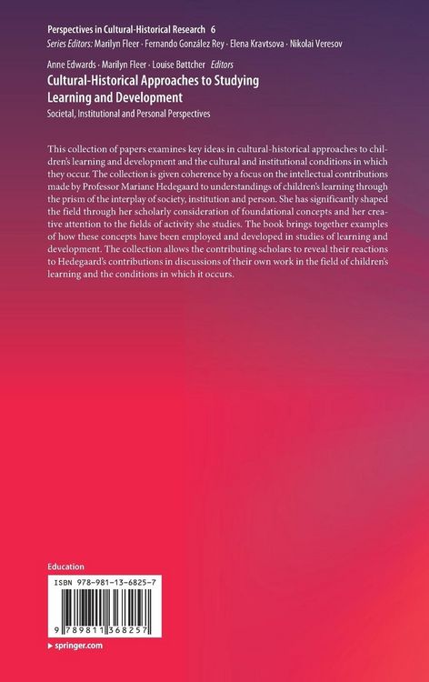 Produktbild: Cultural-Historical Approaches to Studying Learning and Development