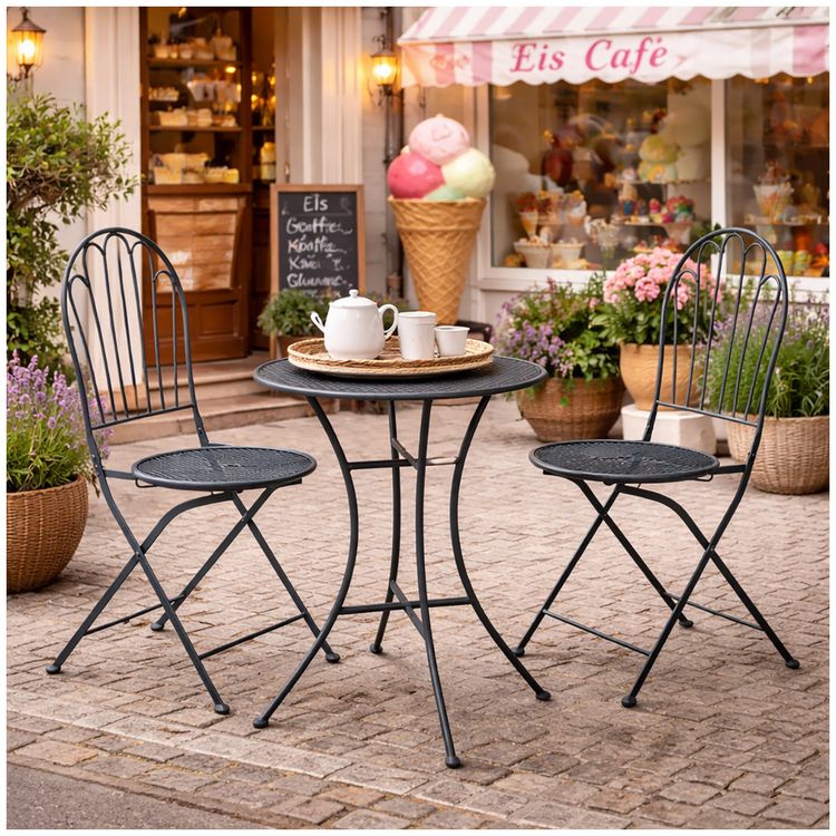 Produktbild: HTI-Living Gartenstuhl 2er-Set Ivo Metall Blau Gartenstuhl 2er-Set Ivo Metall Blau
