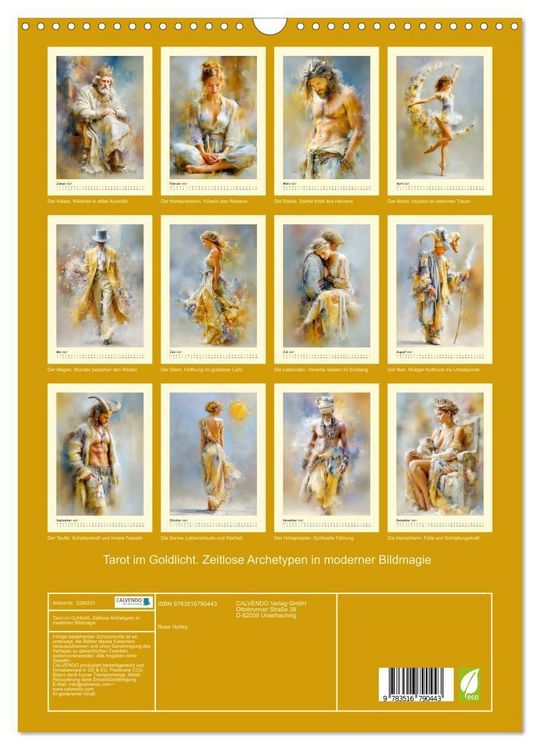 Produktbild: Tarot im Goldlicht. Zeitlose Archetypen in moderner Bildmagie (Wandkalender 2027 DIN A3 hoch), CALVENDO Monatskalender