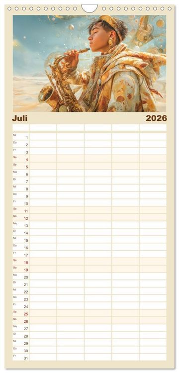 Produktbild: Familienplaner 2026 - Eine Liebe zur Musik - Musikanten mit 5 Spalten (Wandkalender, 21 x 45 cm) CALVENDO