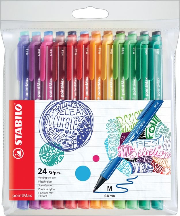 Produktbild: STABILO Filzschreiber - pointMax - 24er Pack - mit 24 verschiedenen Farben